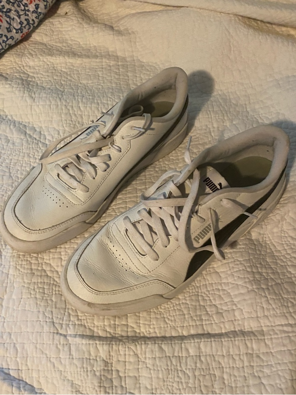 Puma White and Black Low-Top Sneakers